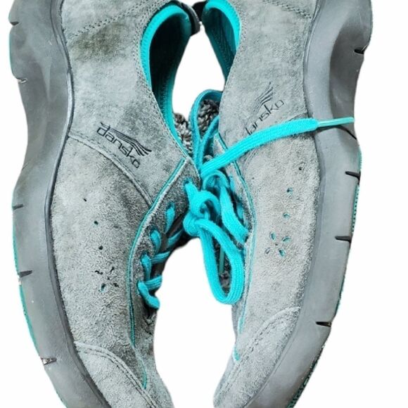 Gray & Turqoise Dansko Suede Shoes - Picture 3 of 6